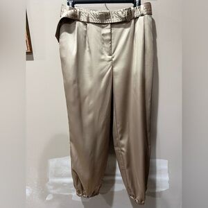 Maeve by Anthropologie Satin Parachute Pants in Champagne